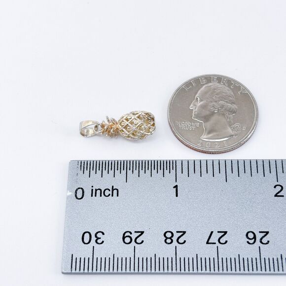 Vintage Sterling Silver 925 Filigree Pineapple Pendant - Picture 7 of 7